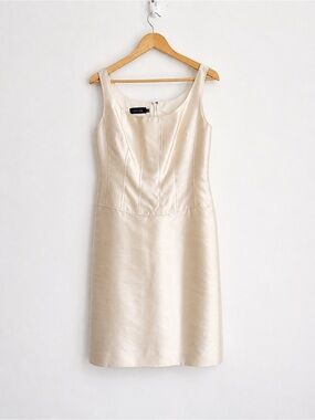 Rickie Freeman for Teri Jon Silk Wool Sheath Dress Quiet Luxury 10